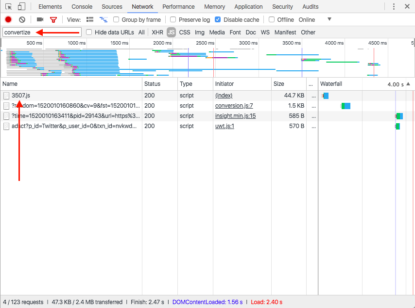 .js pixel load